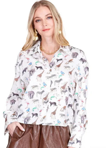 Joy Joy White Safari Blouse