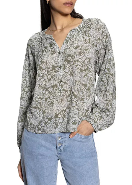 Sanctuary Sunday's Best Adorned Blouse Green/White