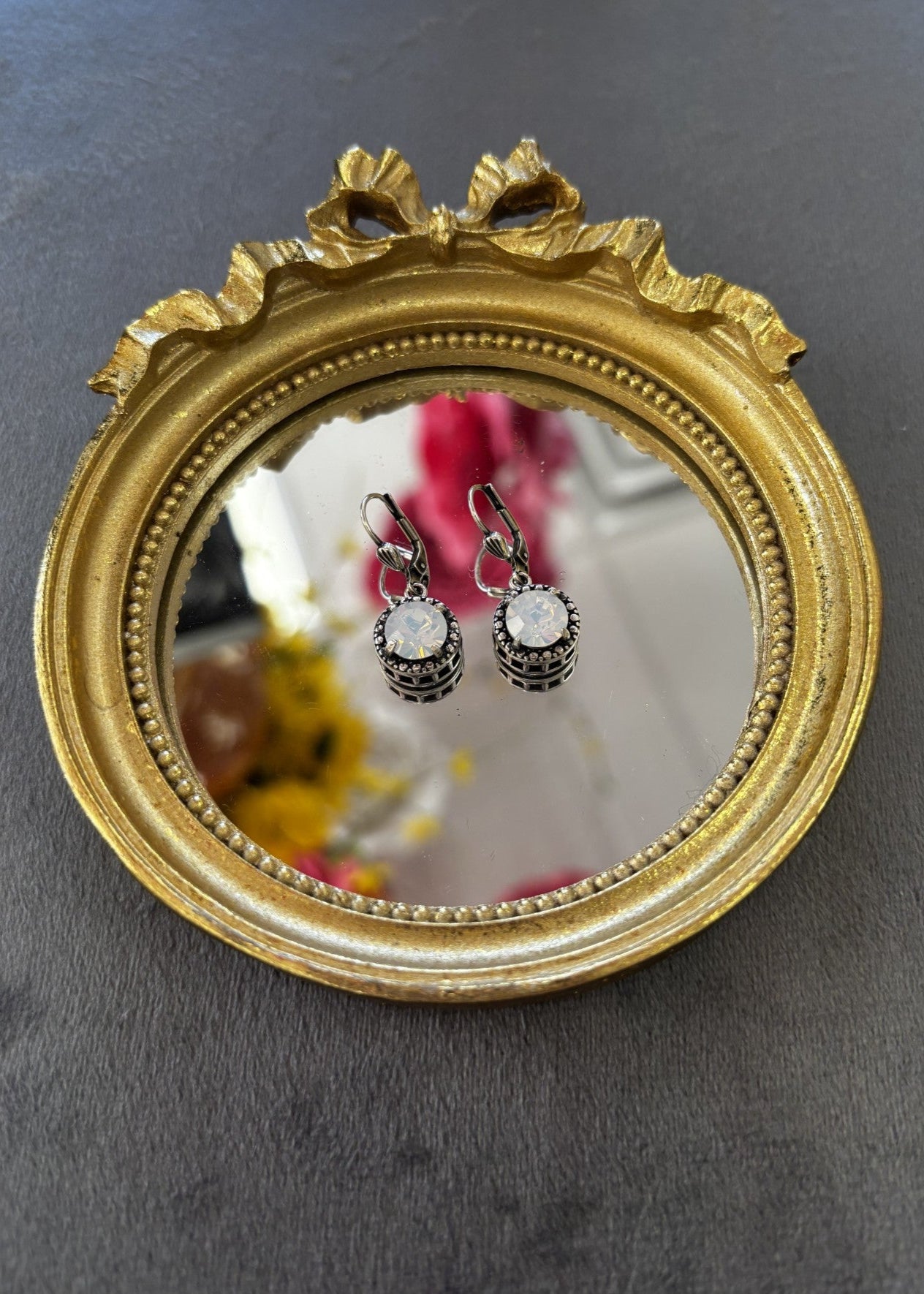 LVP Round Crystal Silver Earring